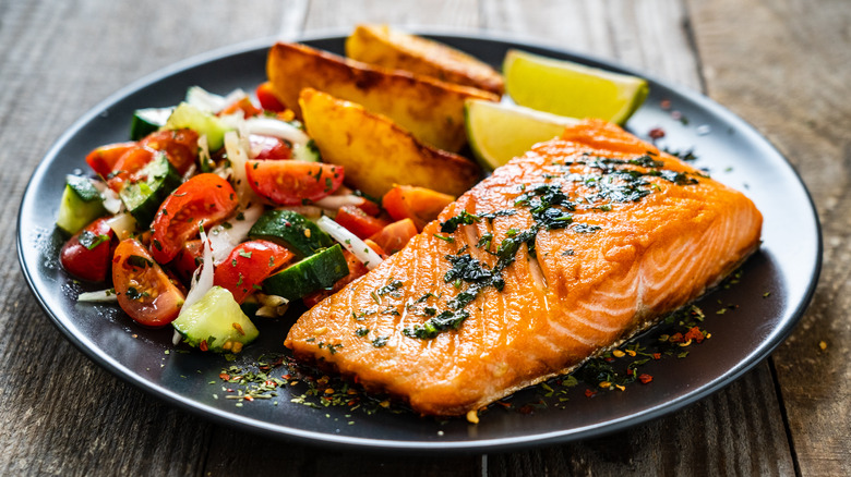 roasted salmon and potatoes