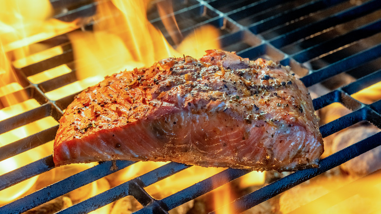 salmon filet on the grill