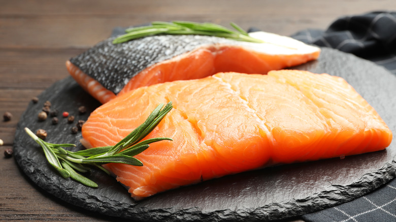 raw salmon filets