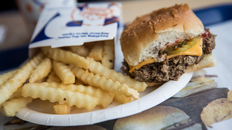 White Castle burger and fries