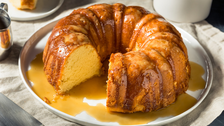 Jamaican rum cake sliced