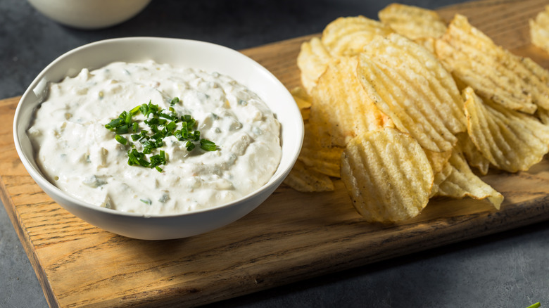 French onion dip with chips