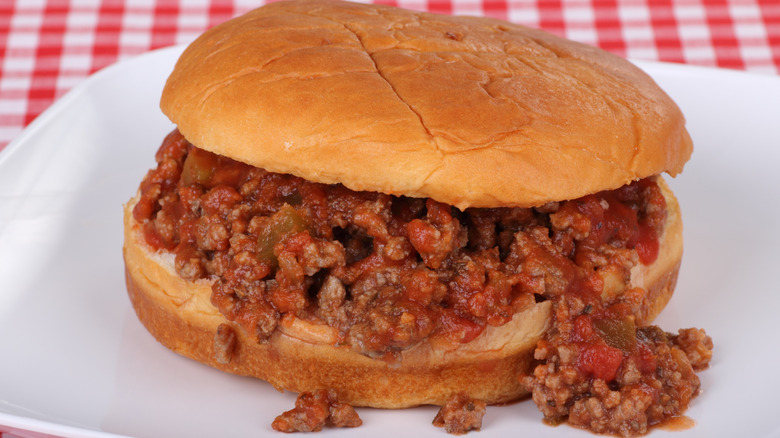 Sloppy Joe on white plate