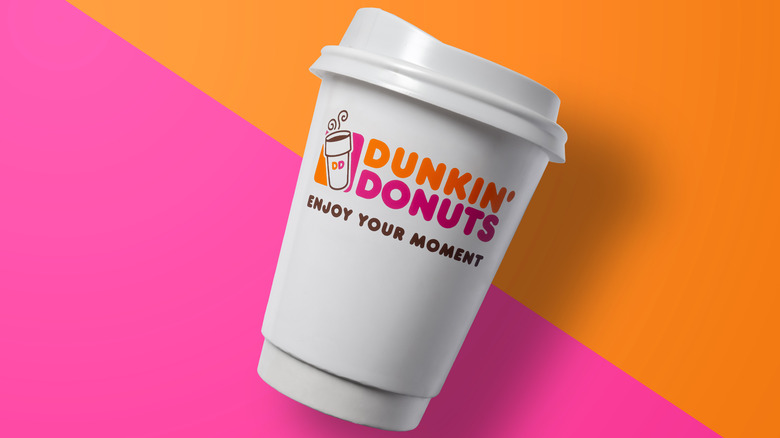 Dunkin' cup with brand colors