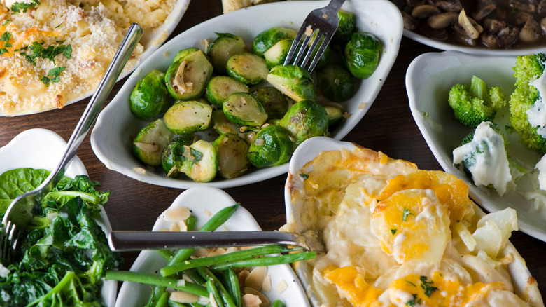 Vegetable side dishes on table