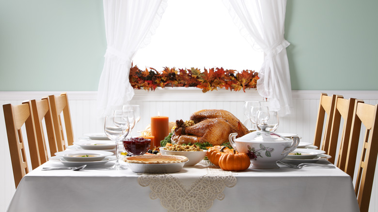 Empty table set for Thanksgiving