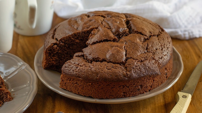 chocolate mayonnaise cake on plate