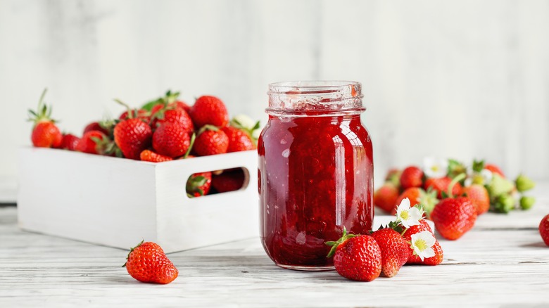 Strawberry jam and strawberries