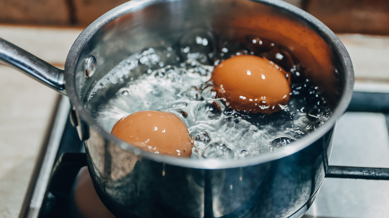 Eggs in boiling water