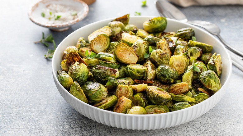 Bowl of cooked Brussels sprouts