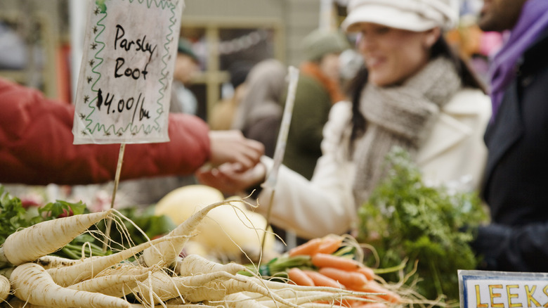 close up of a vegetable stand