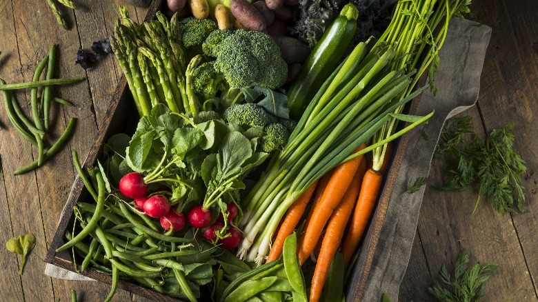 fresh produce on wooden table