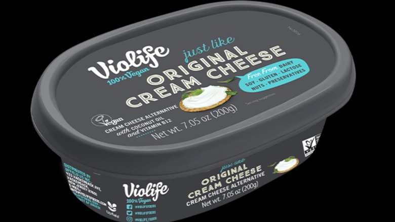 Container of Violife cream cheese