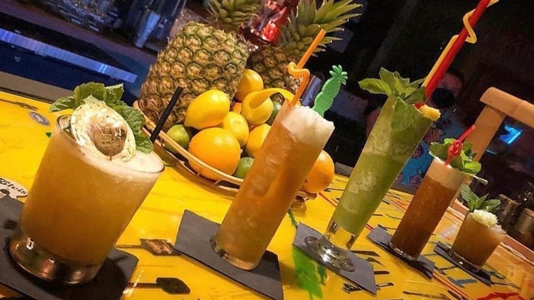 An array of tropical drink ingredients