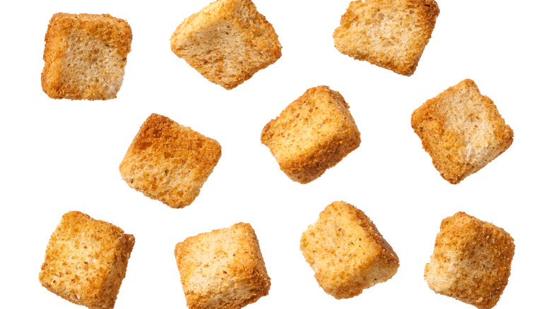 Croutons on white background