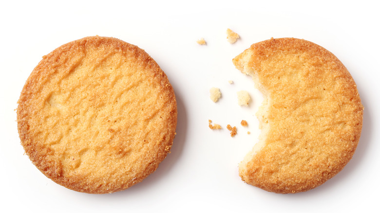 Plain cookies on white background