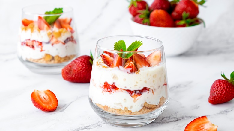 Strawberry trifle in glass