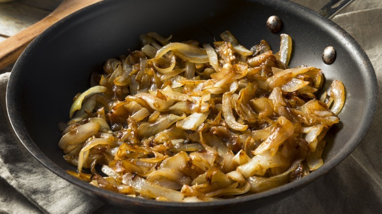 Caramelized onions in a pan