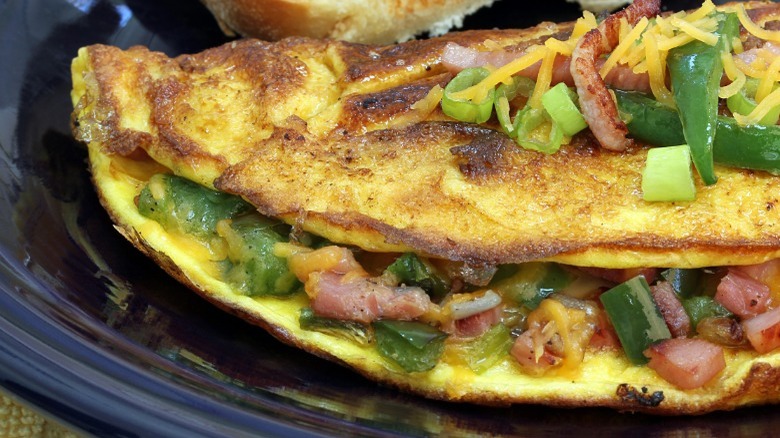 Omelet with bologna and peppers