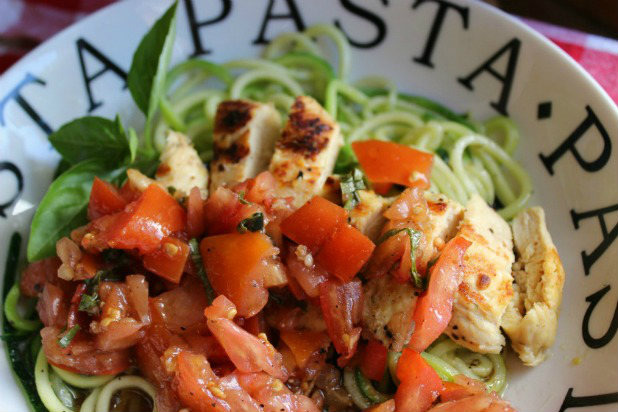 Bruschetta Chicken with Zucchini "Pasta"