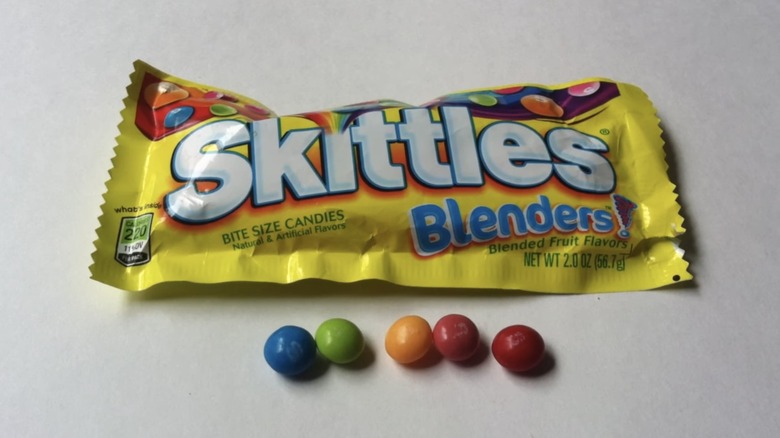 a yellow package of skittles blenders