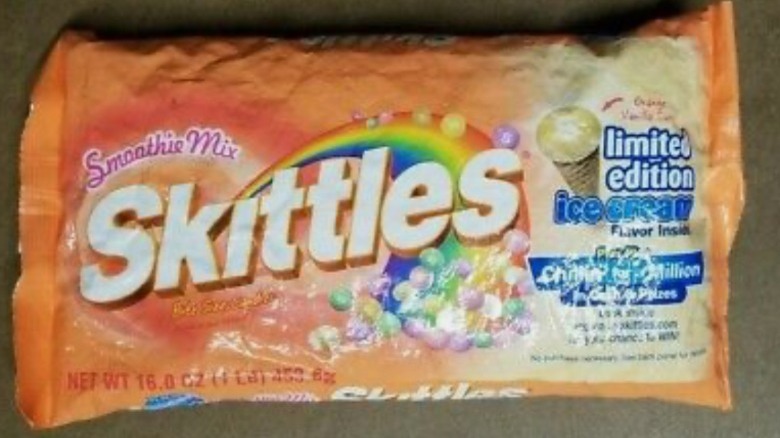 a picture of smoothie mix with limited edition ice cream flavor skittles