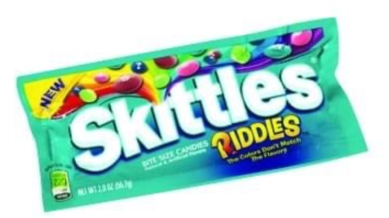 Skittles Riddles on a white background