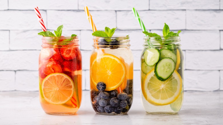 various fruit infused waters