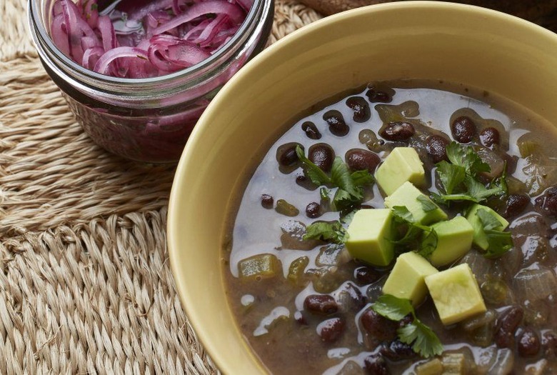 Black Bean Soup With Lime-Pickled Red Onions