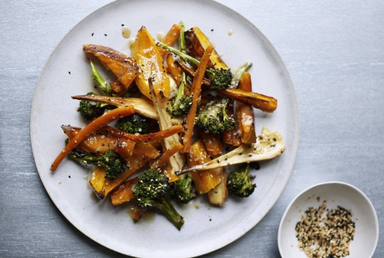 Roasted Vegetables and Miso Dressing With Sesame Seeds