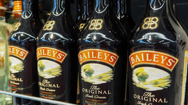 Baileys Irish Cream bottles on shelf in store