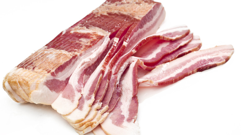 A stack of sliced bacon