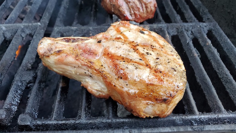 Pork chop on grill