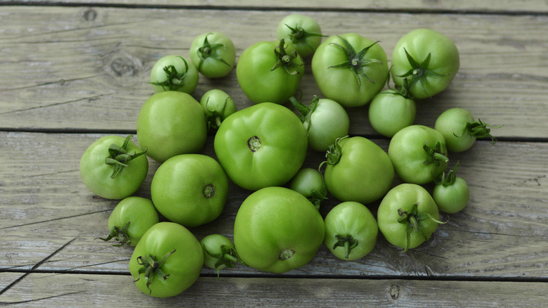 Pile of green tomatoes