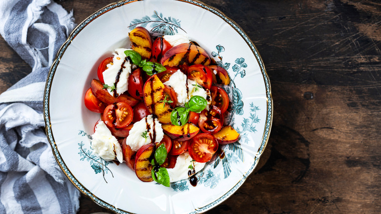 Grilled peach caprese salad