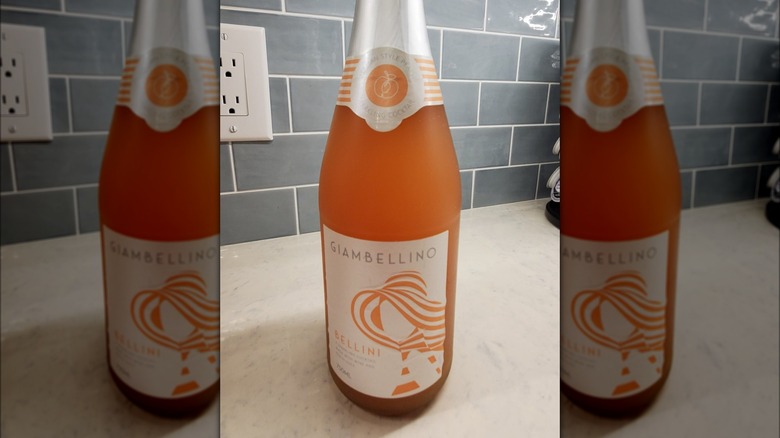 A bottle of peach Bellini