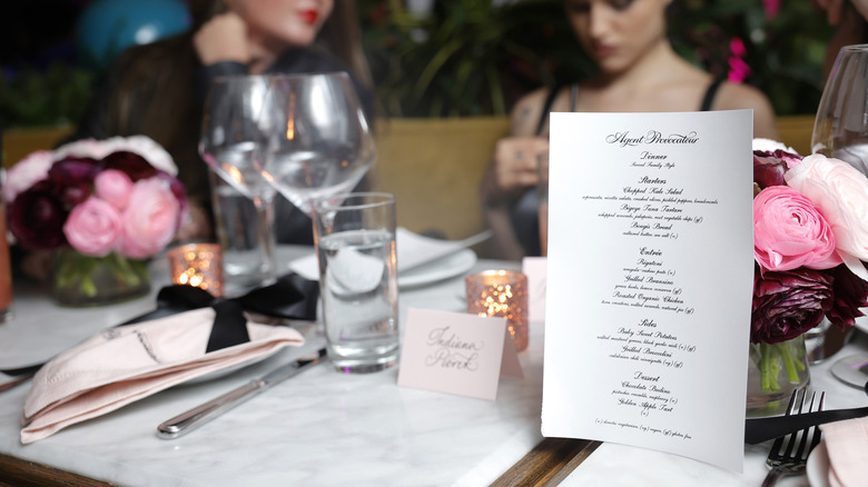 Dinner menu on the table