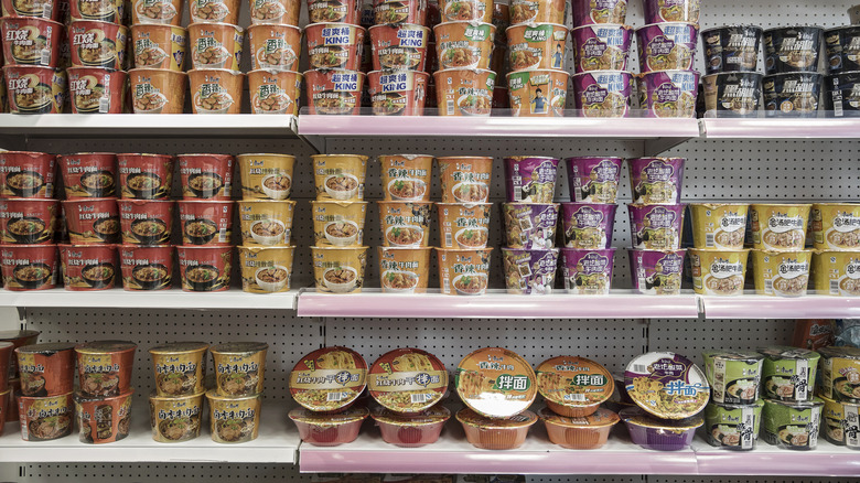 Rows of instant noodles