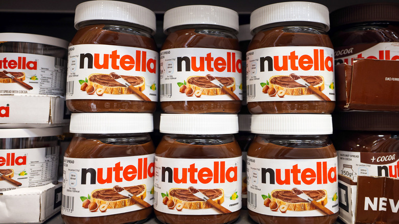 Nutella jars on shelf