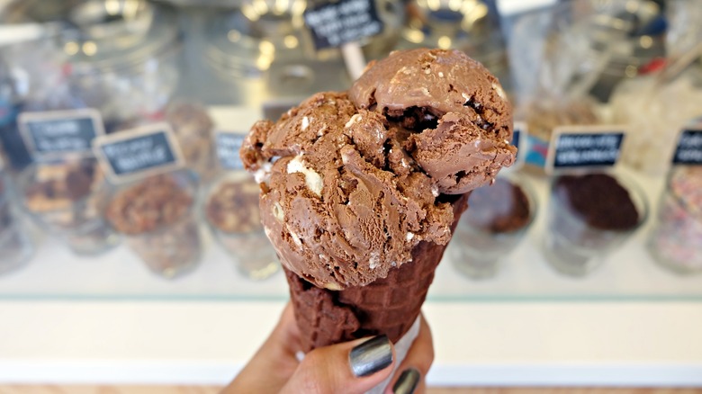 rocky road ice cream cone