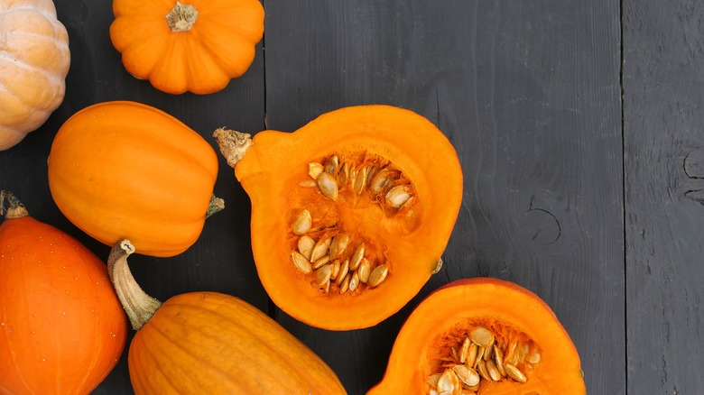 Pumpkins on a table