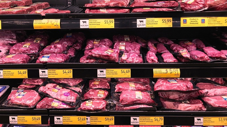 Aldi meat section shelves