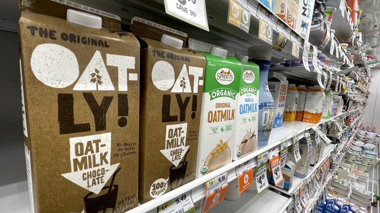 Oat milk on store shelves