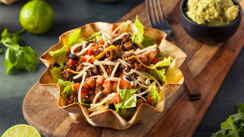 taco salad with fork