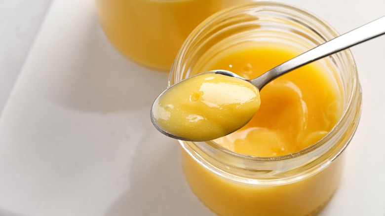 Lemon curd jar and spoon