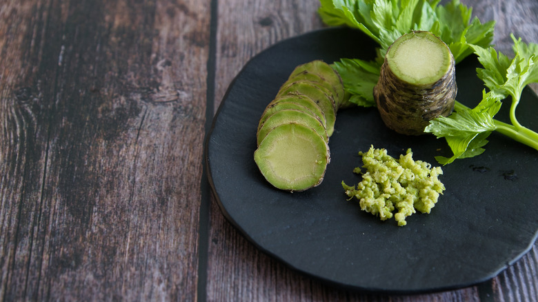 fresh and grated wasabi