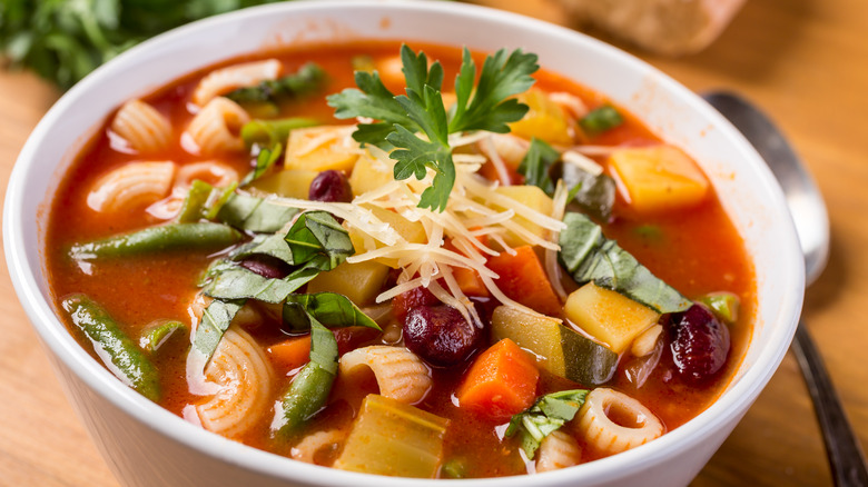 Minestrone in bowl