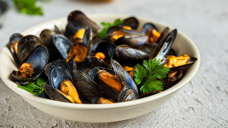 White wine mussels with herbs