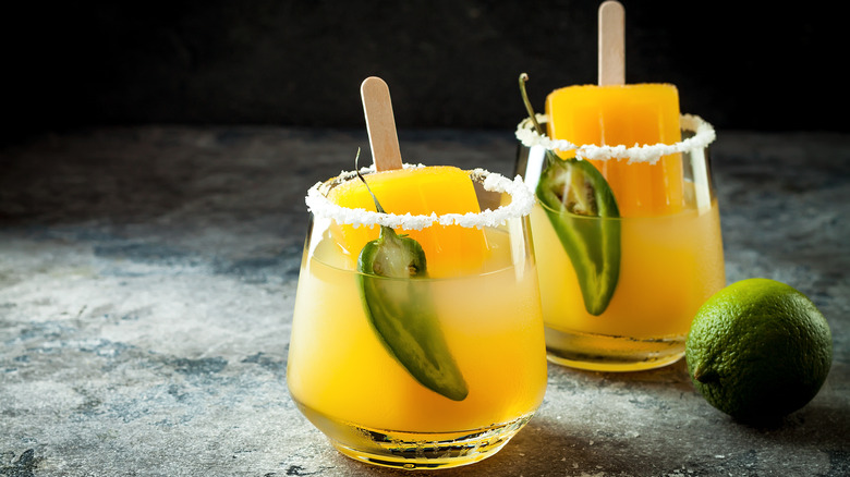 spicy mango margarita with popsicles