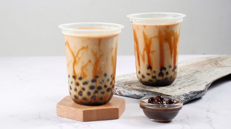 Two cups of boba tea